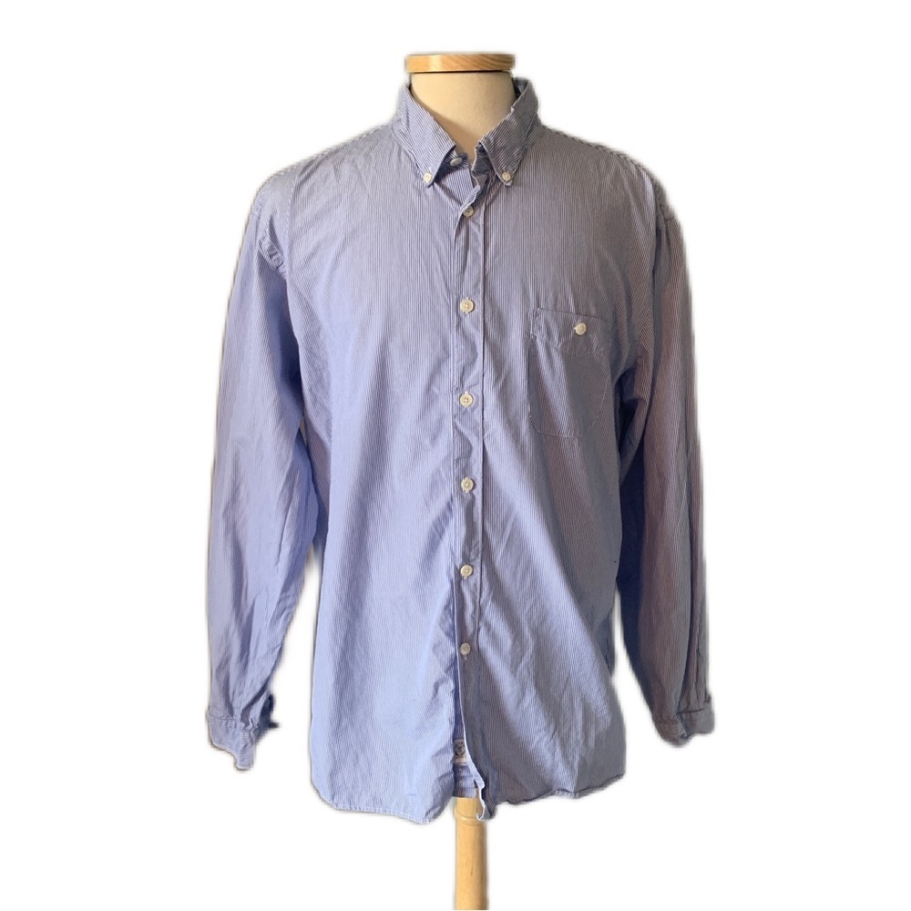 Todd Synder XXL Blue Striped Long Sleeve Casual